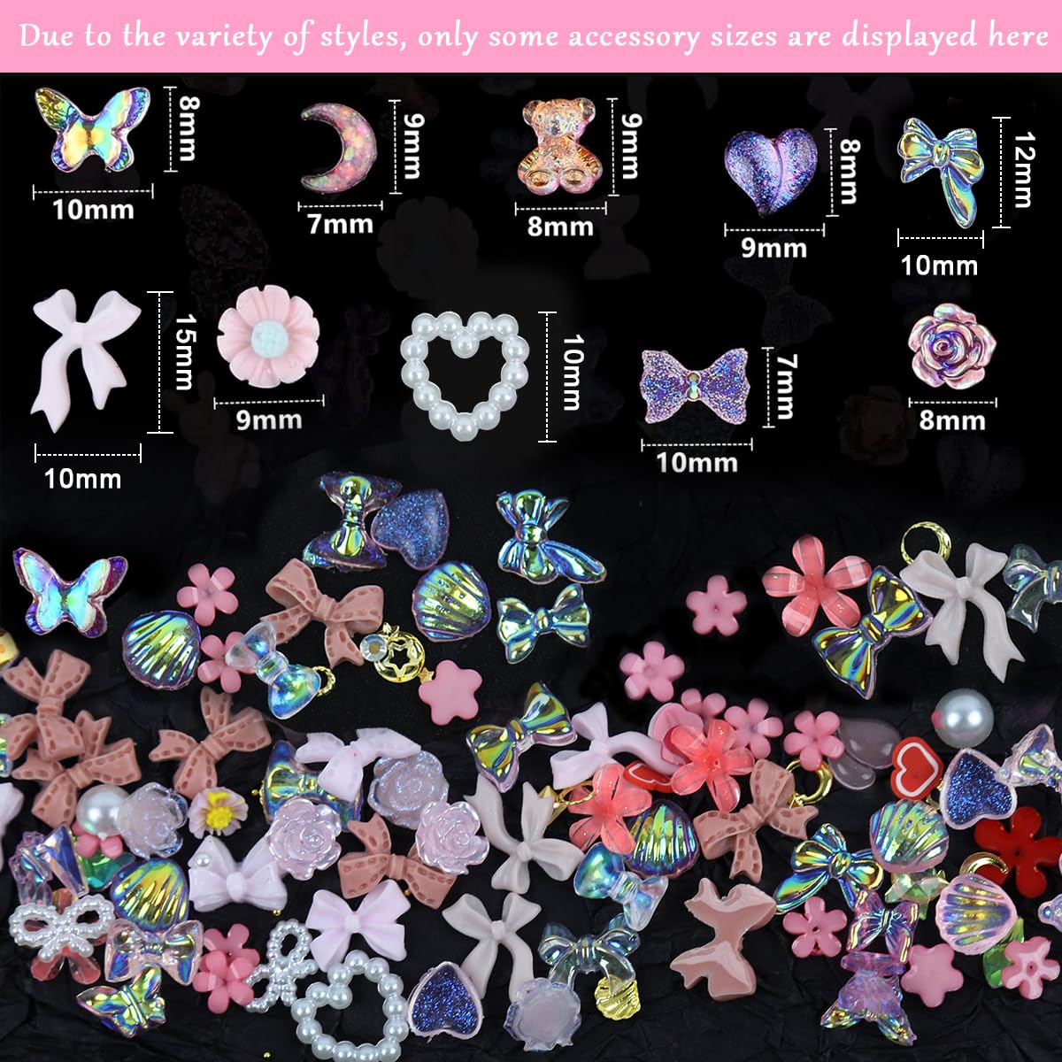 MAYCREATE 3D Flower Nail Charms Heart Star Bow Embellishments Acrylic Nail Gems Charms Mixed AB Resin Rhinestones Pearls Gold Rivets for Manicure DIY Crafts Accessories, Pink MAYCREATE 3D Flower Nail Charms Heart Star Bow Embellishments Acrylic Nail Gems Charms Mixed AB Resin Rhinestones Pearls Gold Rivets for Manicure DIY Crafts Accessories, Pink
